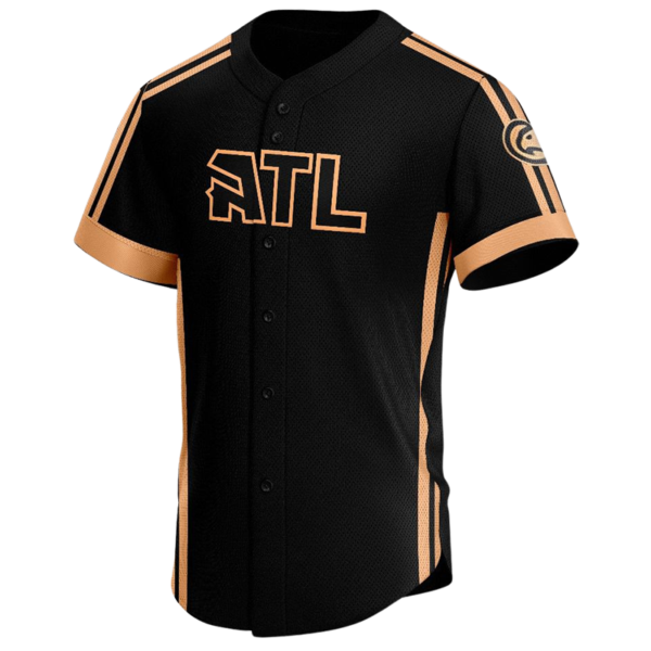 ATL Button Down Baseball Jersey – Custom Black and Orange Design