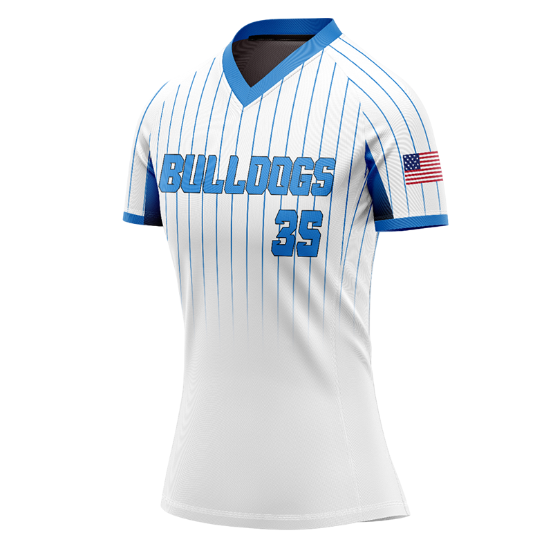 Bulldogs Custom Softball Jersey – USA Flag Pinstripe Design