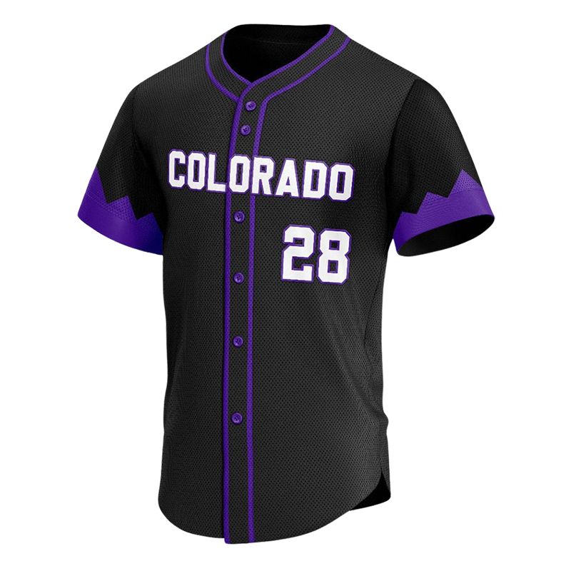 Black Button Down Baseball Jersey – Custom Colorado Team Style