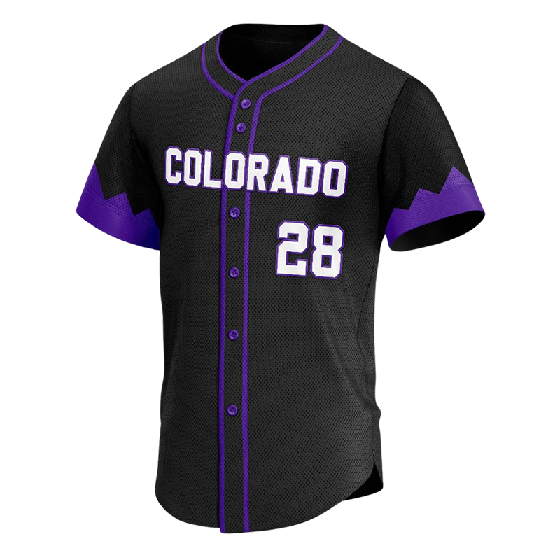 Black Button Down Baseball Jersey – Custom Colorado Team Style