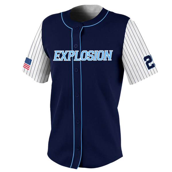 Custom Softball Button Down Jersey – Explosion Pinstripe Edition