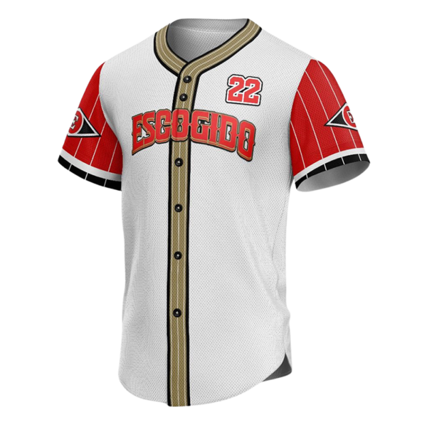 Escogido Baseball Button Down Jersey – Red & White Style