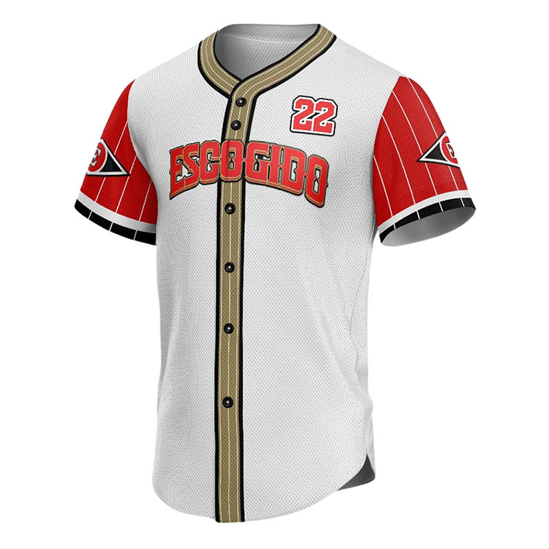 Escogido Baseball Button Down Jersey – Red & White Style