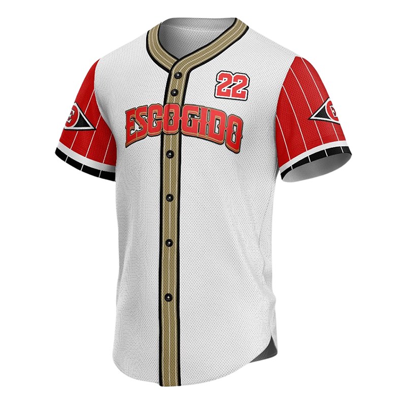 Escogido Baseball Button Down Jersey – Red & White Style