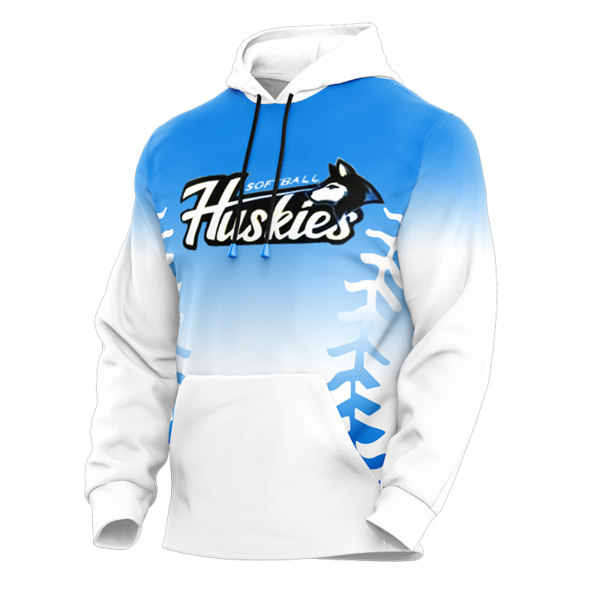 Huskies Custom Team Hoodie – Blue Fade Softball Pullover