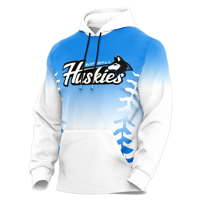 Huskies Custom Team Hoodie – Blue Fade Softball Pullover