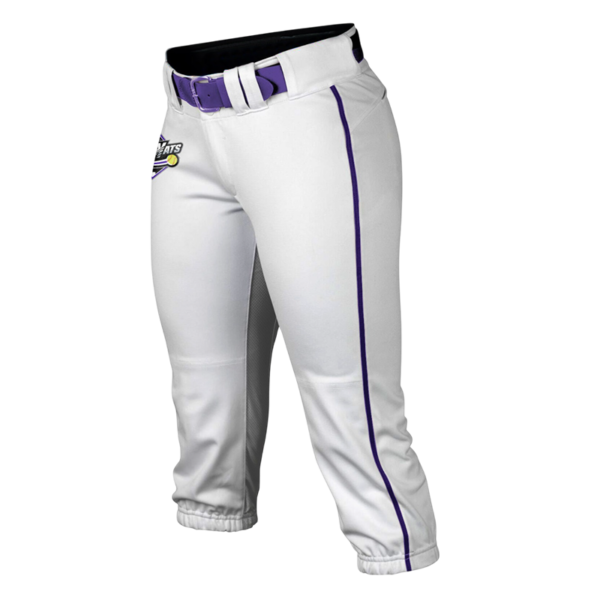 Lady Kat Custom Baseball Pants – White & Purple Knicker Style