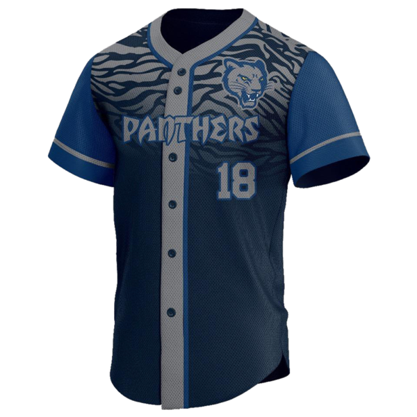 Panthers Custom Button Down Jersey – Tribal Blue Baseball Style