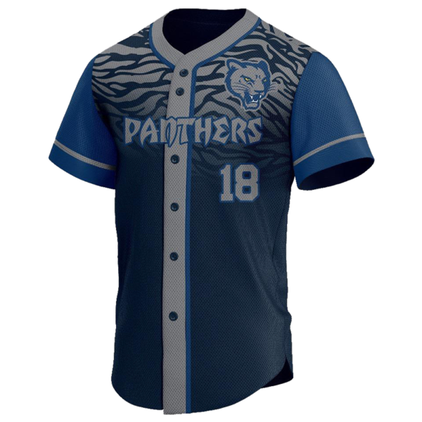 Panthers Custom Button Down Jersey – Tribal Blue Baseball Style