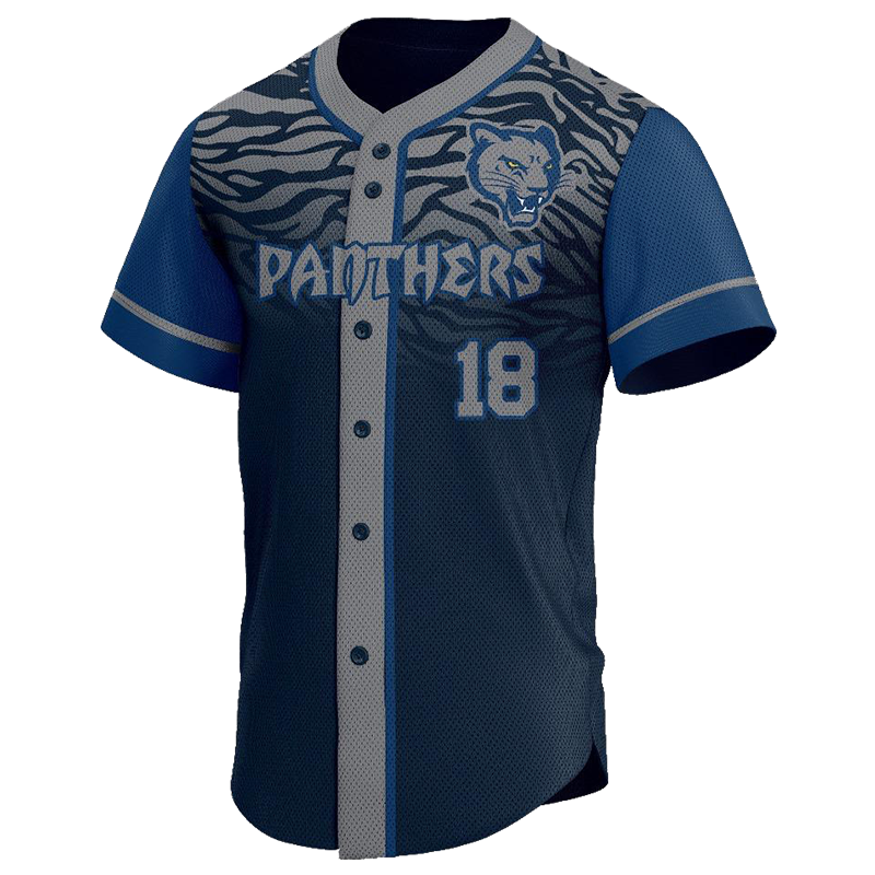 Panthers Custom Button Down Jersey – Tribal Blue Baseball Style