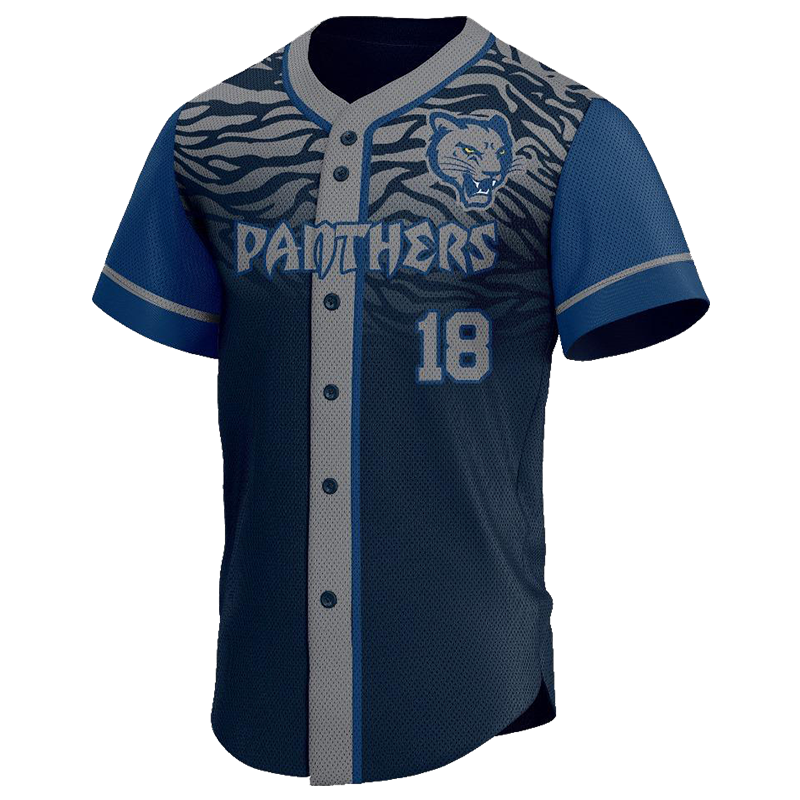 Panthers Custom Button Down Jersey – Tribal Blue Baseball Style