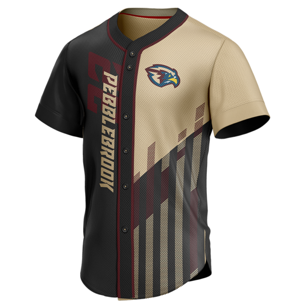 Pebblebrook Custom Button Down Jersey – Maroon Beige Baseball Style