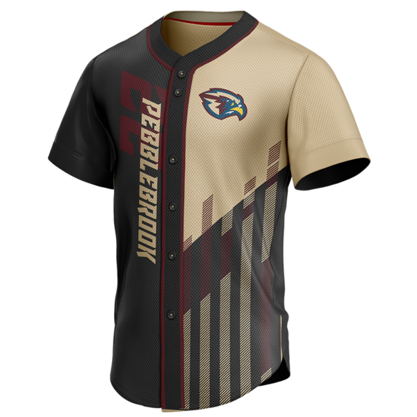 Pebblebrook Custom Button Down Jersey – Maroon Beige Baseball Style