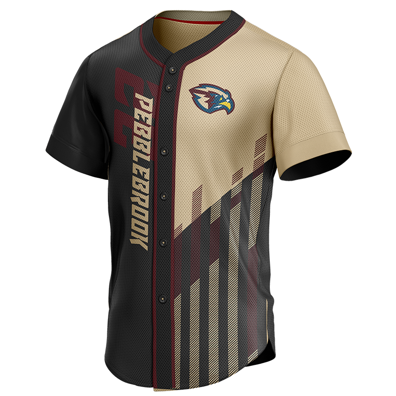 Pebblebrook Custom Button Down Jersey – Maroon Beige Baseball Style