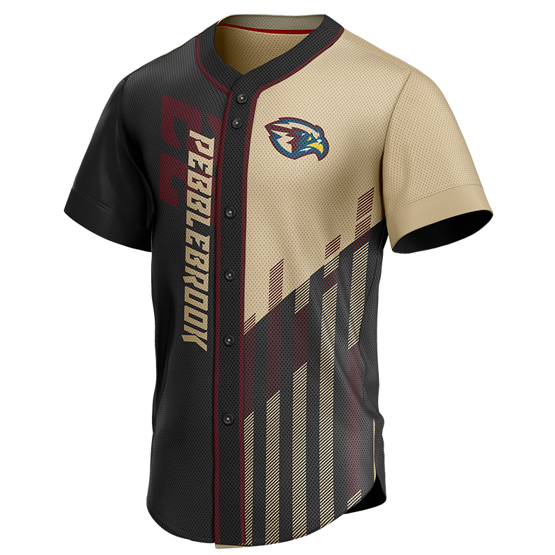 Pebblebrook Custom Button Down Jersey – Maroon Beige Baseball Style