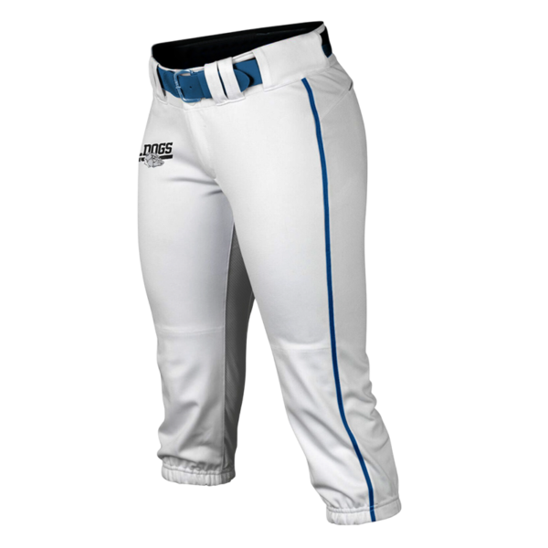 Custom Softball Home Pants – White Blue Knicker Fit for Teams