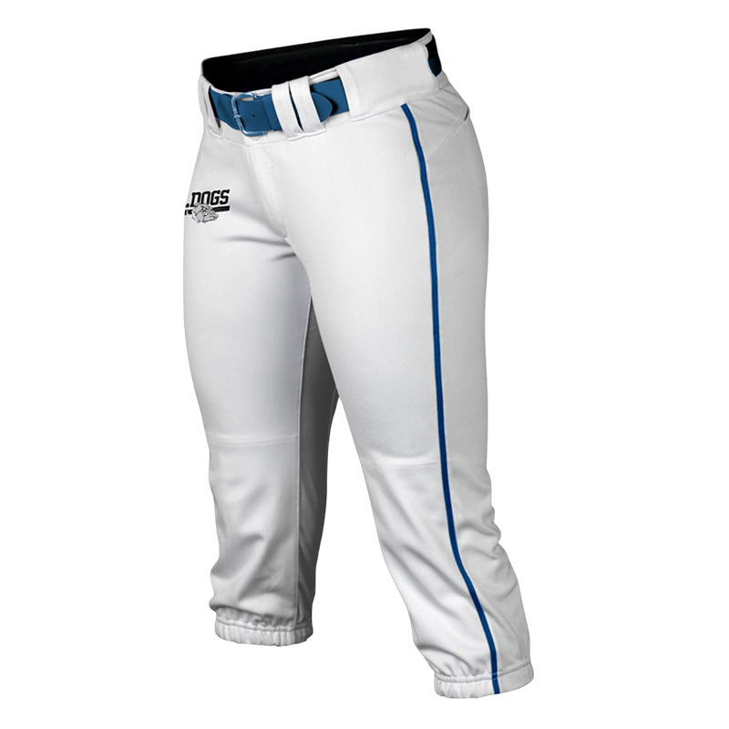 Custom Softball Home Pants – White Blue Knicker Fit for Teams