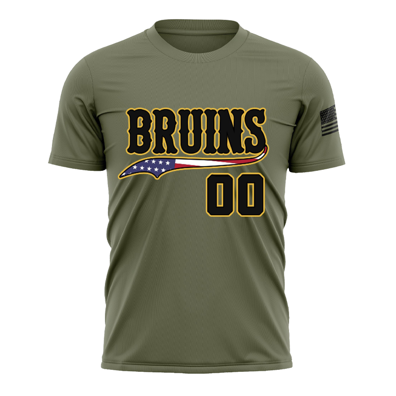 Olive Green Sports Jersey – Bruins Custom Flag-Inspired Design