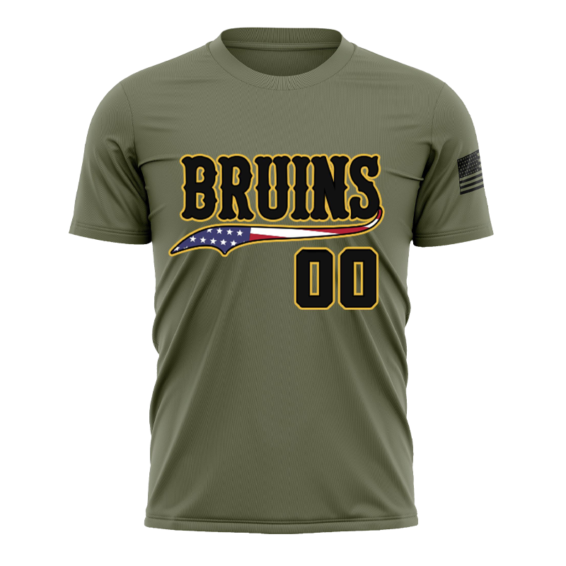 Olive Green Sports Jersey – Bruins Custom Flag-Inspired Design