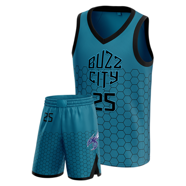 Buzz City Basketball Uniform – Away Hex Pattern Team Set