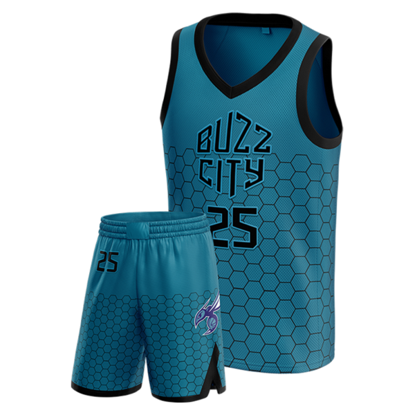 Buzz City Basketball Uniform – Away Hex Pattern Team Set