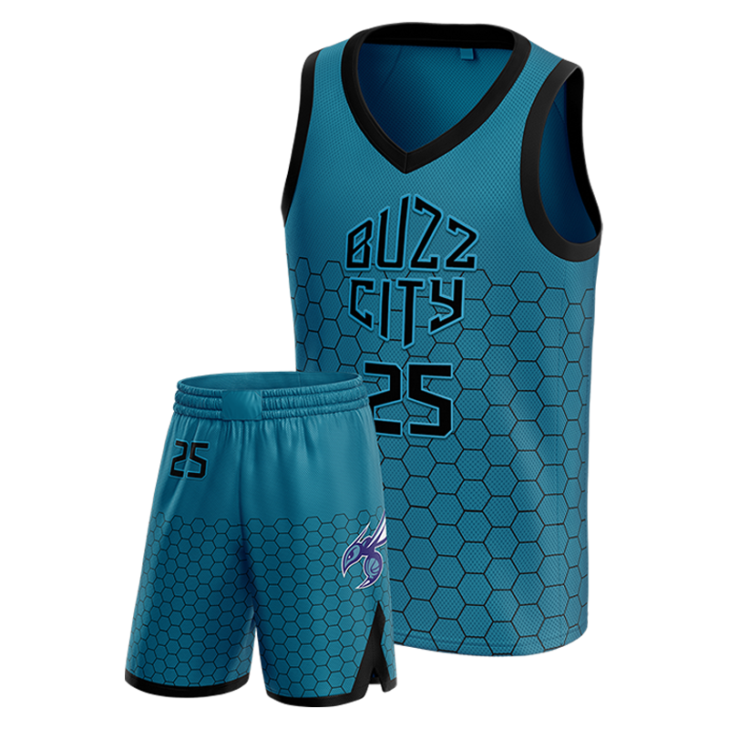 Buzz City Basketball Uniform – Away Hex Pattern Team Set