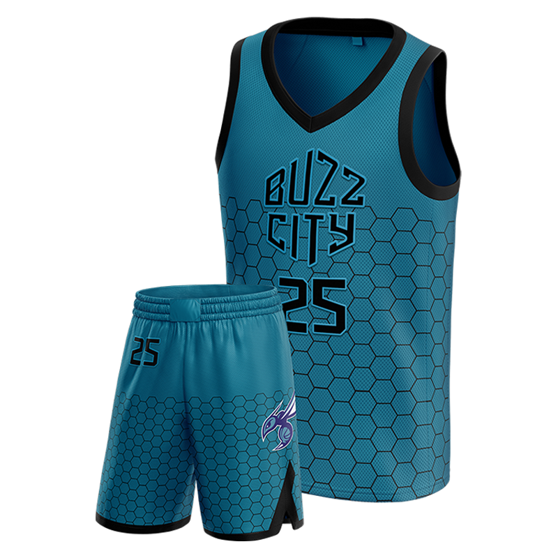 Buzz City Basketball Uniform – Away Hex Pattern Team Set