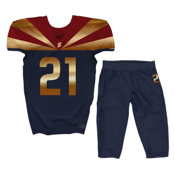 Navy Gold Football Uniform – Custom Gradient Shoulder Design