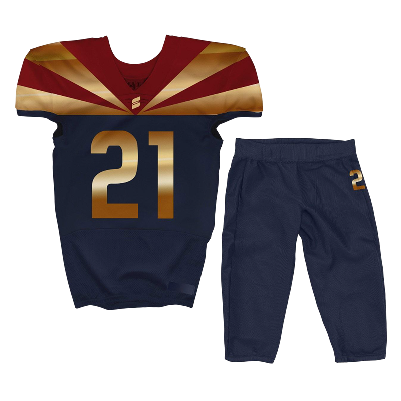 Navy Gold Football Uniform – Custom Gradient Shoulder Design