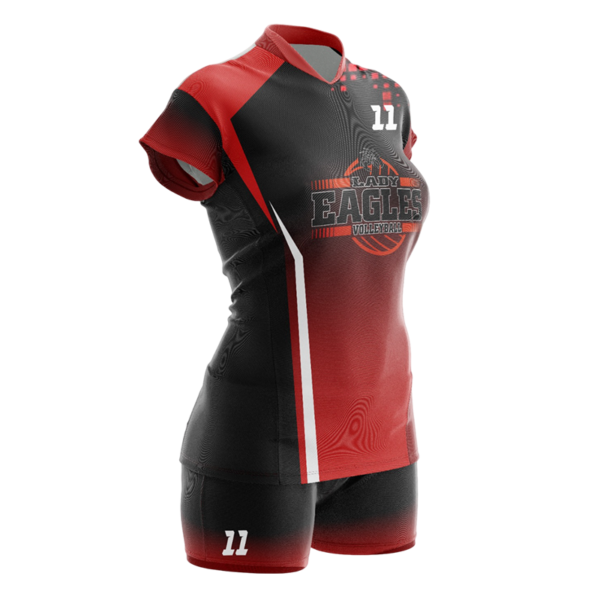 Custom Volleyball Uniform – Lady Eagles Red & Black Set by Capra Sports