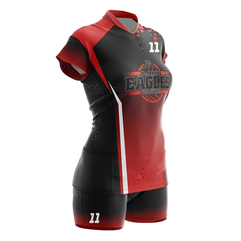 Custom Volleyball Uniform – Lady Eagles Red & Black Set by Capra Sports