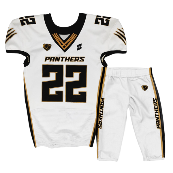 White Football Uniform – Panthers Custom Pro Team Set