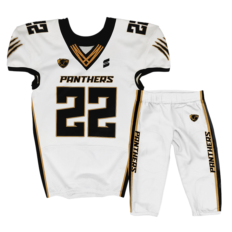 White Football Uniform – Panthers Custom Pro Team Set