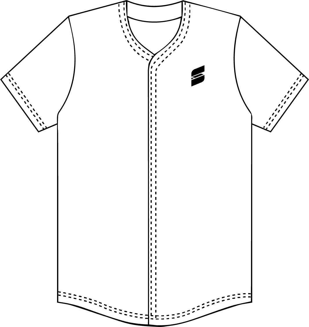 How to measure a baseball jersey: chest 1 inch below the armhole, length shoulder to hem