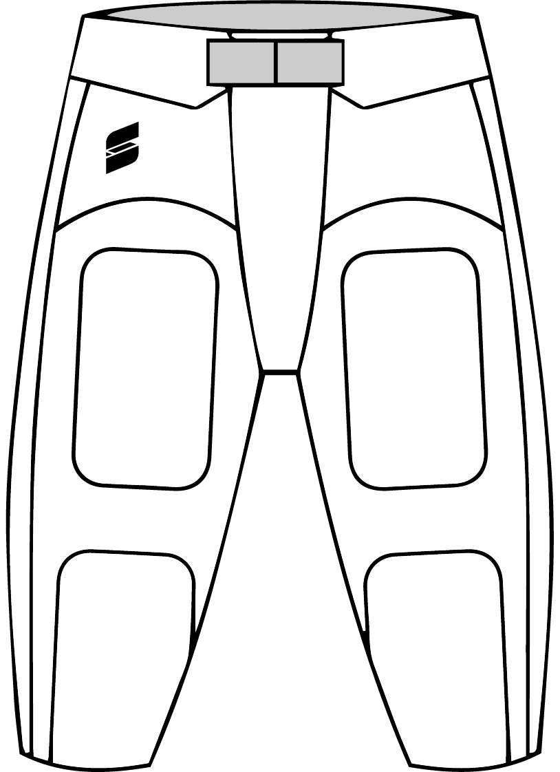 How to measure football pants: waist across the top, length top of waistband down the side to the hem