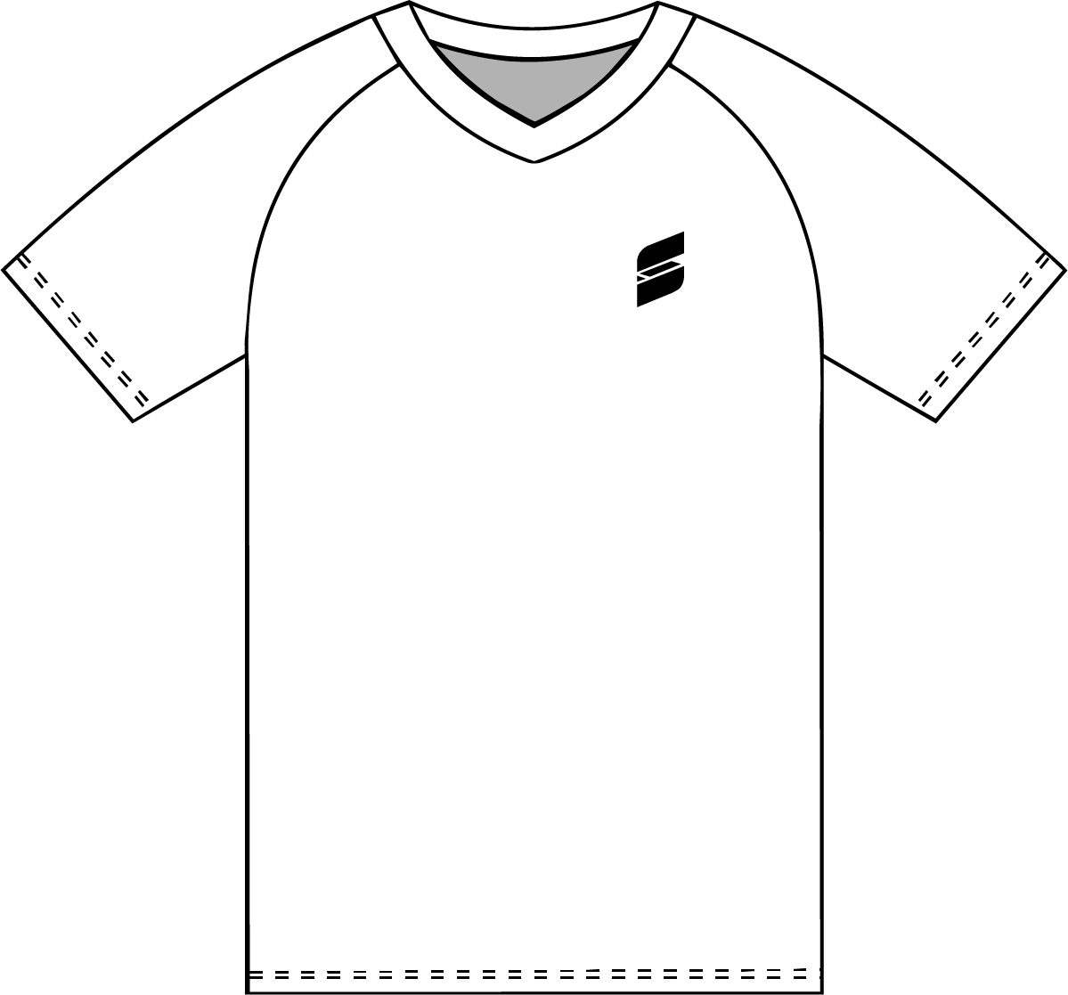 How to measure a soccer jersey: chest 1 inch below the armhole, length shoulder to hem