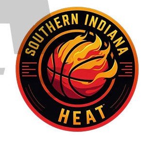 Southern Indiana Heat basketball team logo - flaming basketball badge