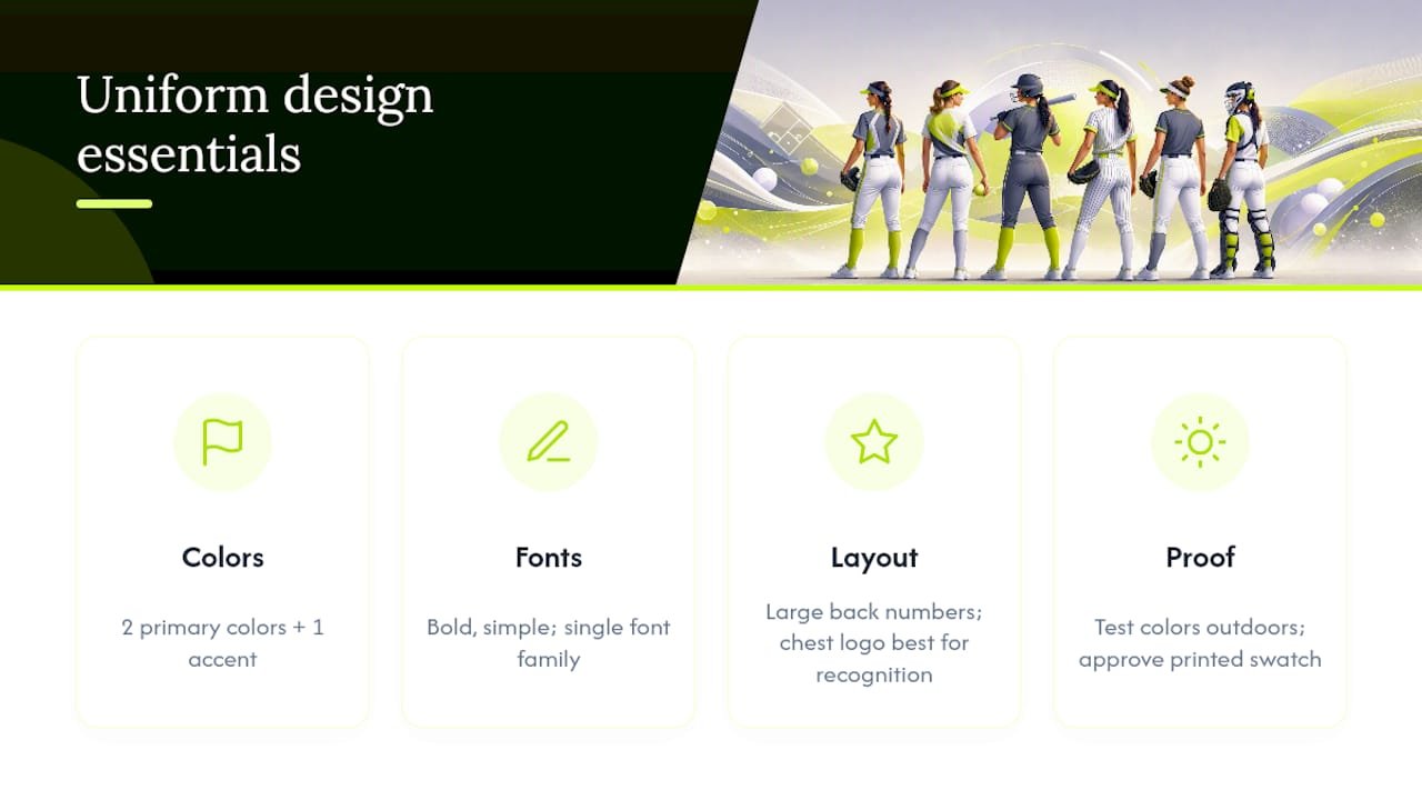 Diagram of softball uniform design choices