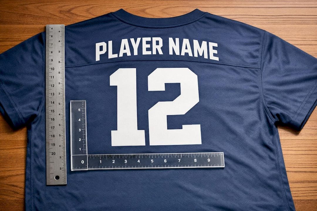 Hands measuring sports jersey number height