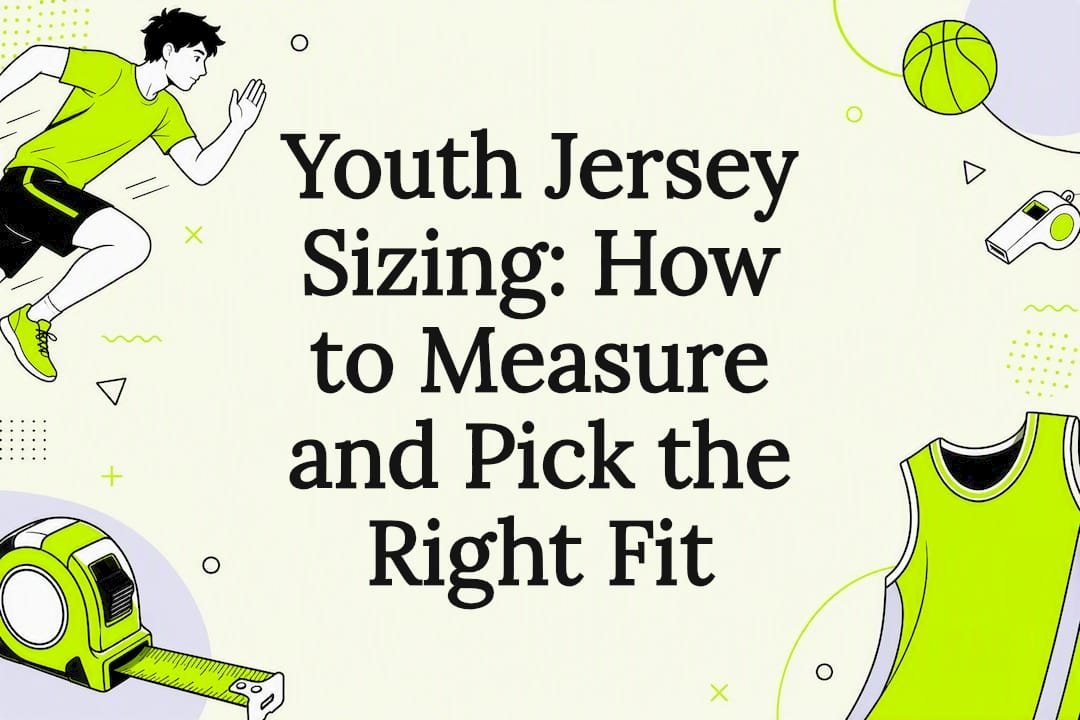 Decorative title card illustration for youth jersey sizing article