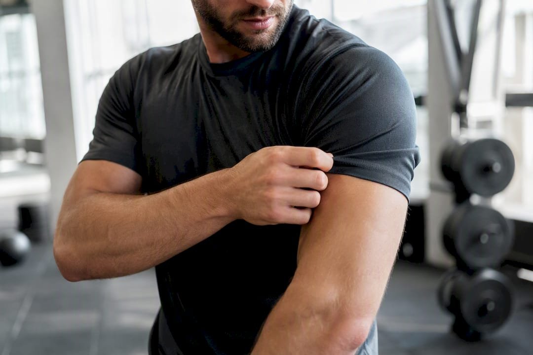Close-up of moisture-wicking polyester jersey fabric