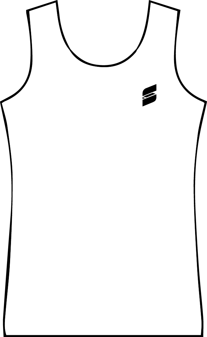 How to measure a track and field compression singlet: chest 1 inch below the armhole, length shoulder to hem