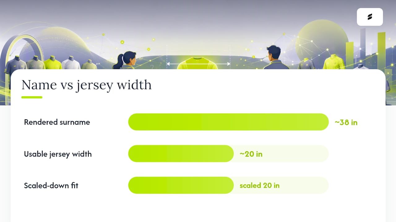 Surname width compared with jersey back