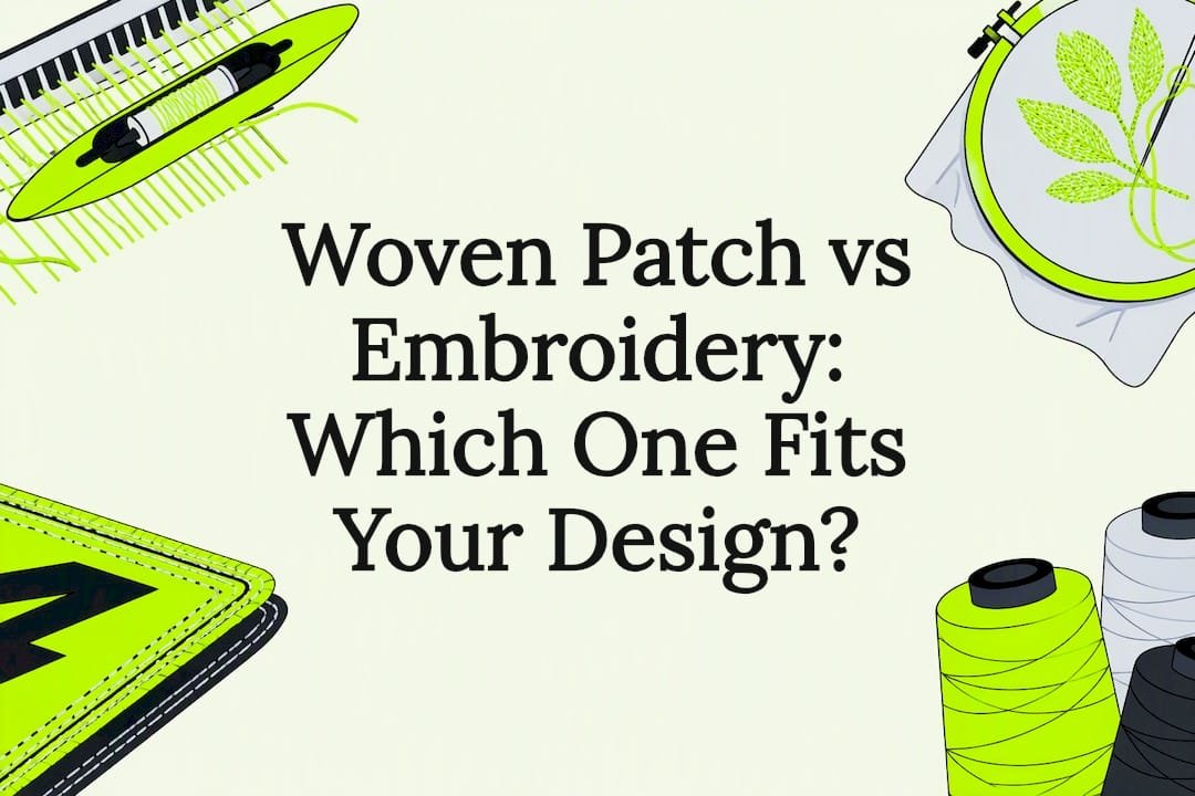 Woven and embroidered patch comparison illustration