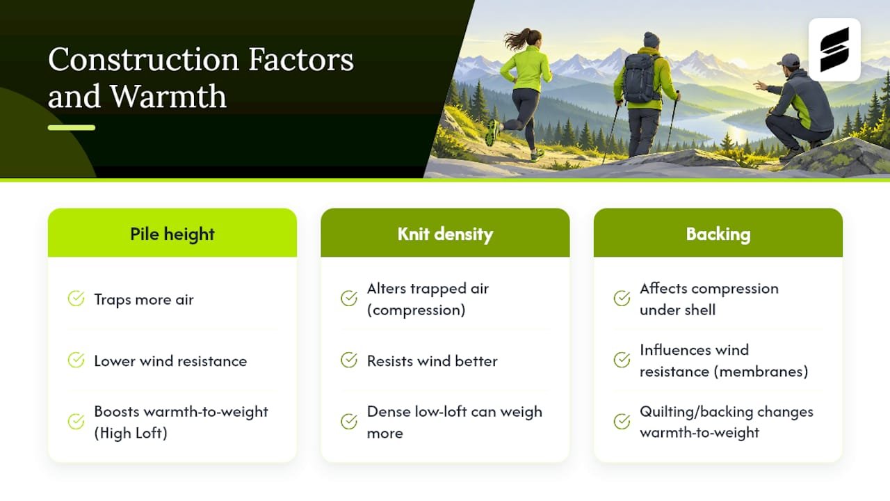 Three fleece construction factors affecting warmth