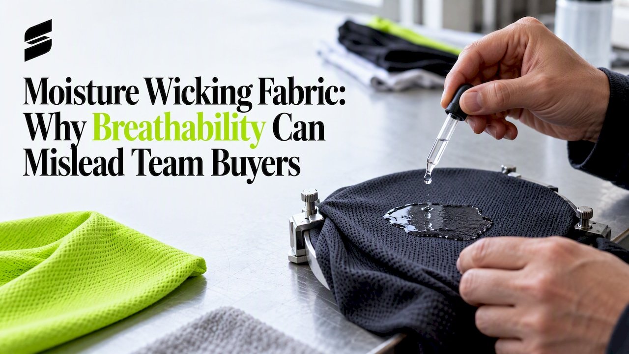 Water spreading across performance jersey fabric