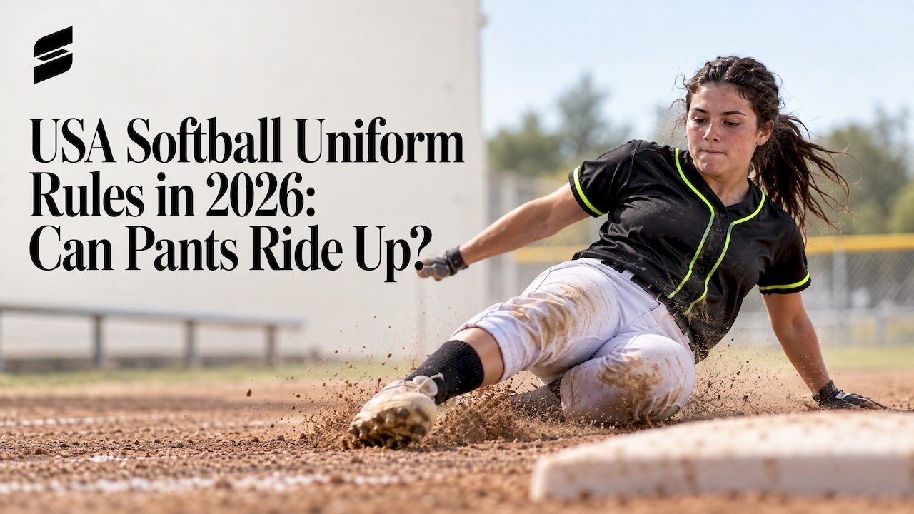 Softball player sliding in uniform pants