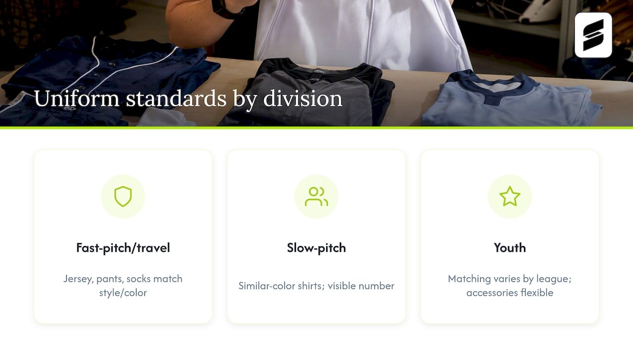 Uniform standards across three softball divisions