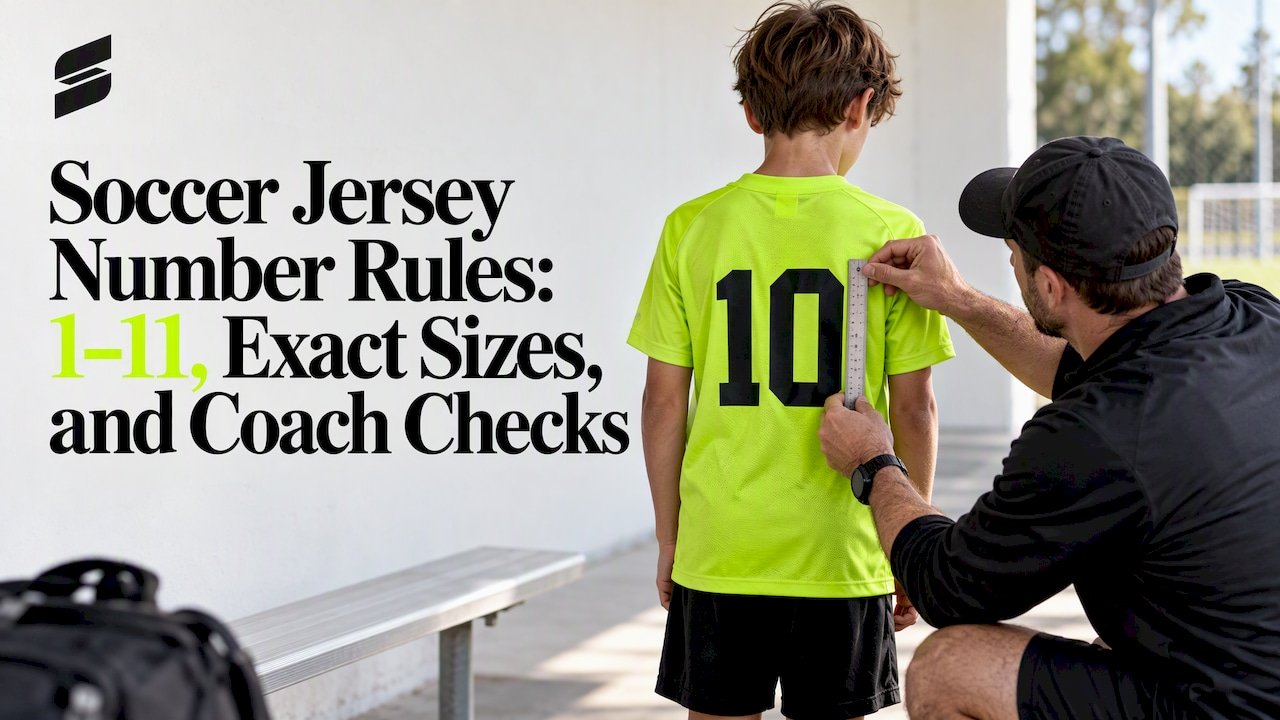 Coach checking a number on a soccer jersey
