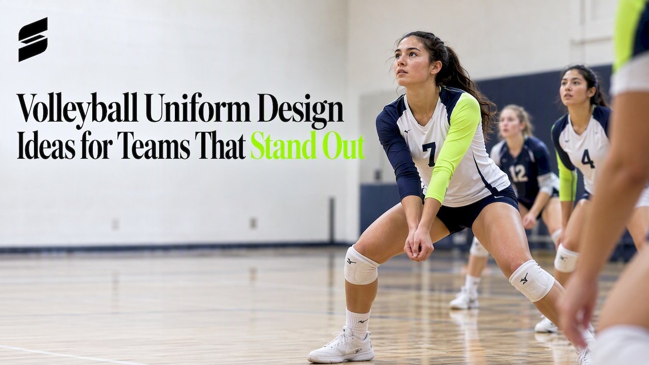 Volleyball team in contrasting custom jerseys